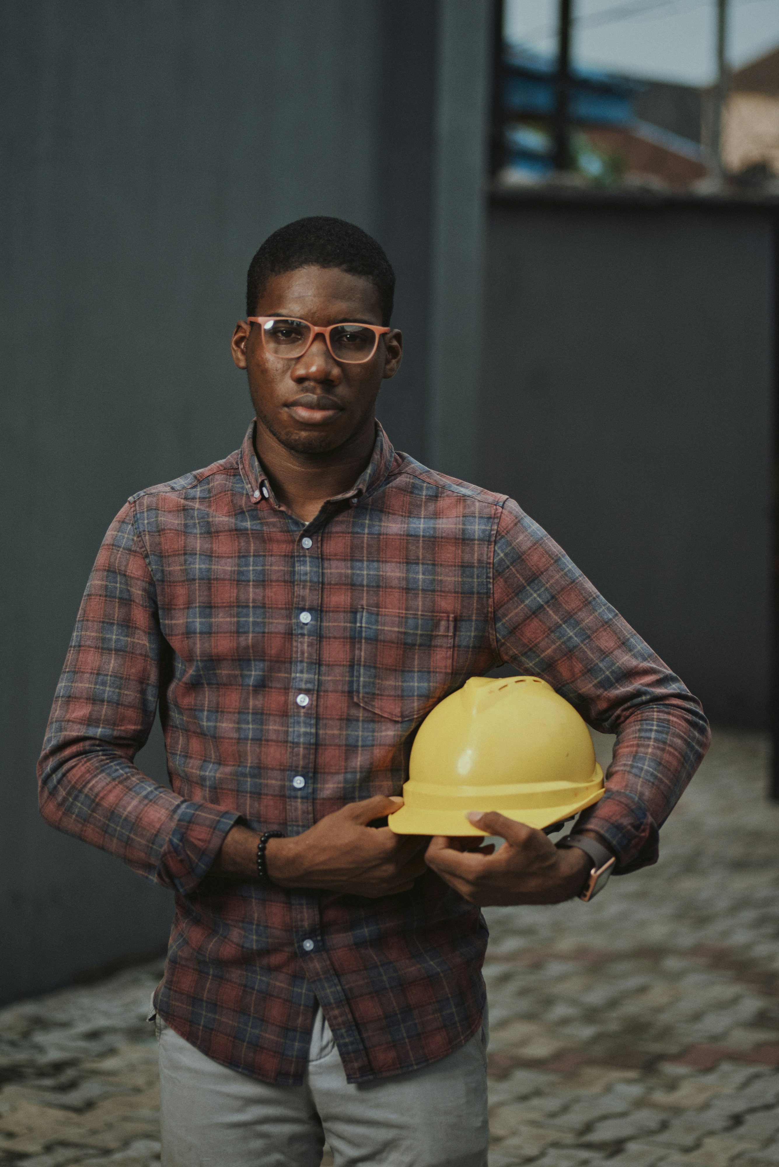 An Engineer with an helmet
